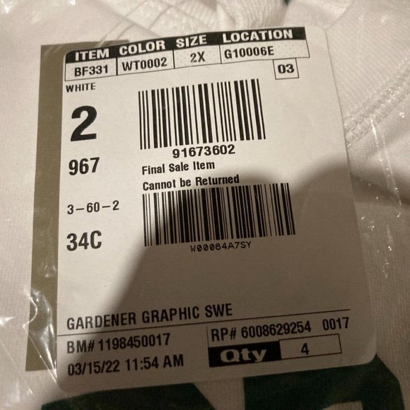 J Crew BF331 NWT Woman Size 2X University Cotton Terry "Gardener" Sweatshirt - Picture 4 of 6